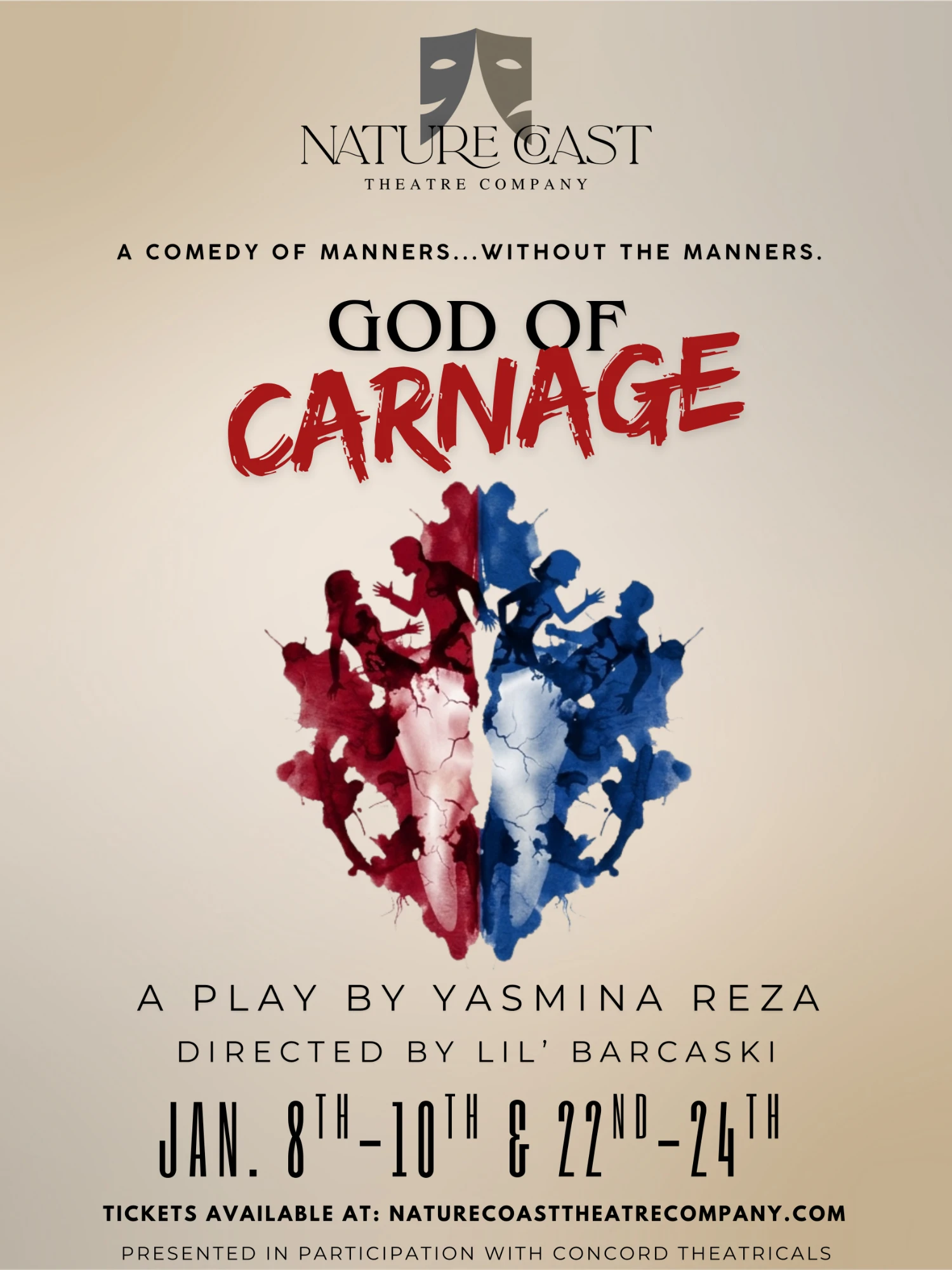 God of Carnage poster - Nature Coast Theatre Company